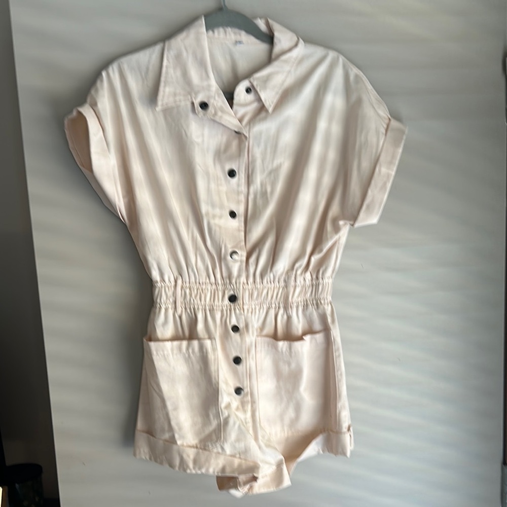 Cream Button-Up Romper